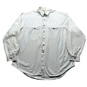 Vintage Levi's Real Indigo Blue Striped Button Long Sleeve Shirt Mens Large
